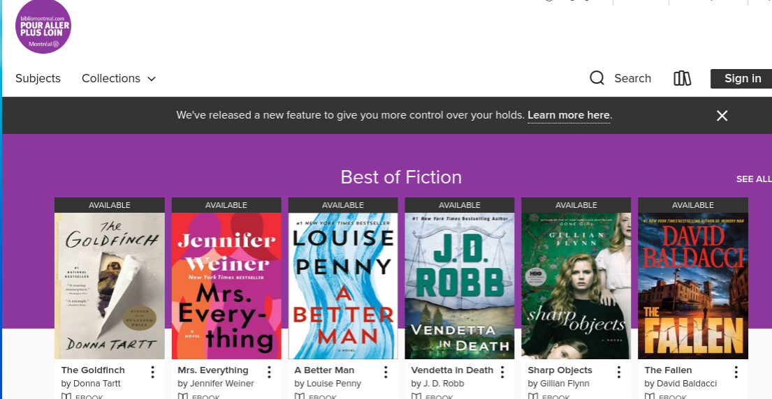 A digital library with thousands of books awaits at Bibliothèques Montreal.