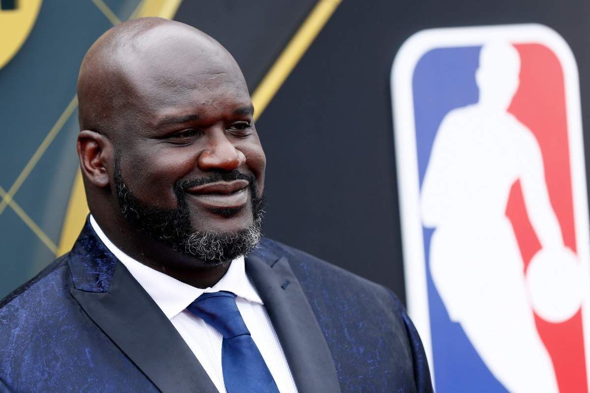 Shaquille O'Neal poses for photographers upon his arrival for the 2019 NBA Awards in Santa Monica, California, on June 24, 2019.