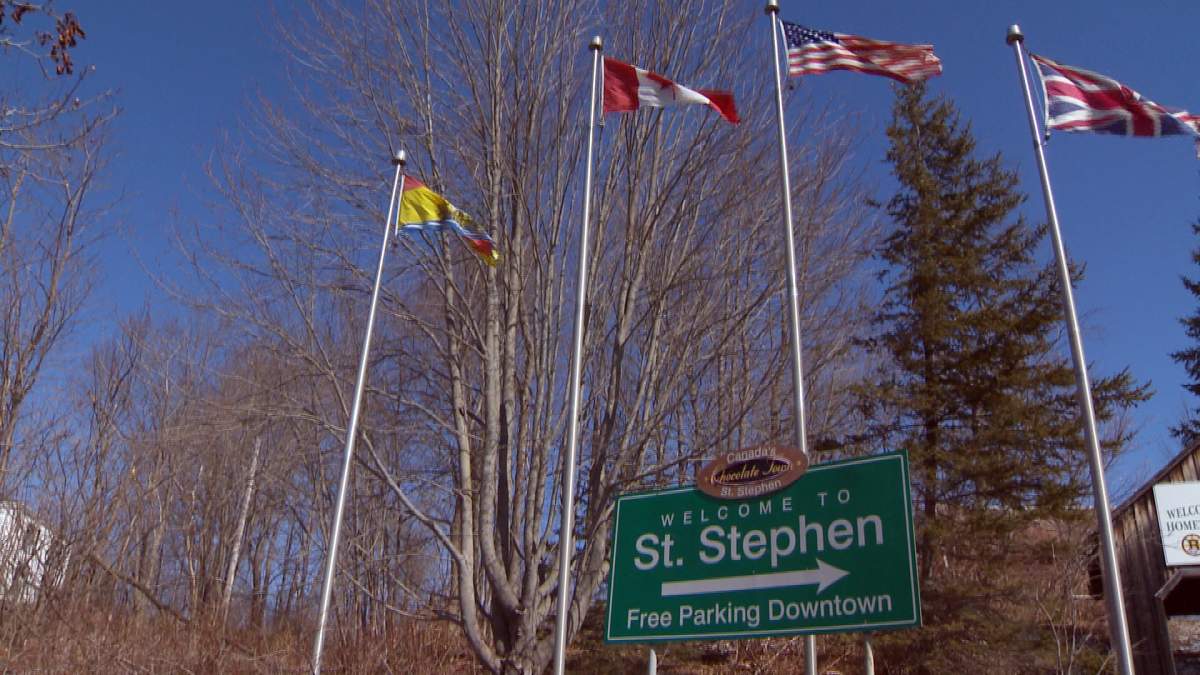 A sign welcomes those who have crossed the Canada, U.S. border into St. Stephen
