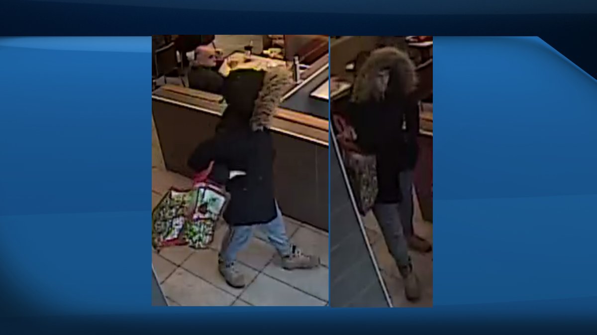 Waterloo Regional Police say they are looking to speak with the woman in the photos in connection with a recent robbery.