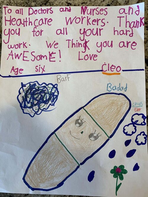 Seth, Jemima, and Cleo created this picture thanking first responders in Calgary