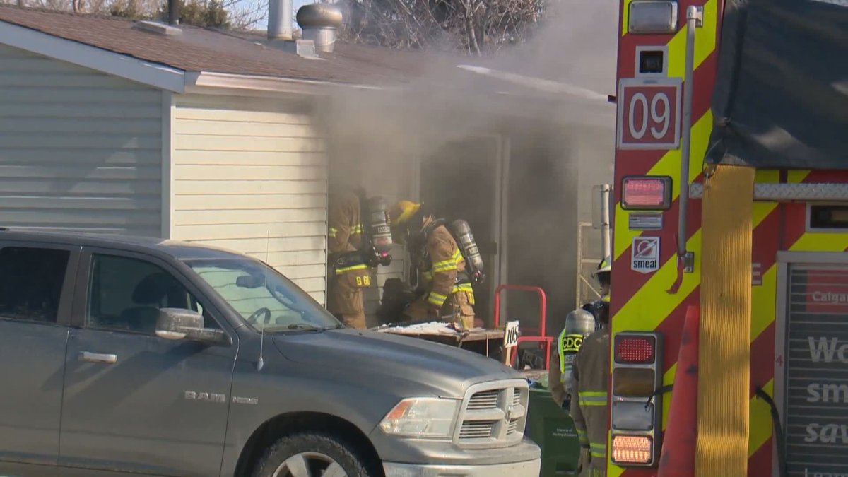Crews responded to a fire in a southeast Calgary mobile home park on Tuesday, March 17, 2020.