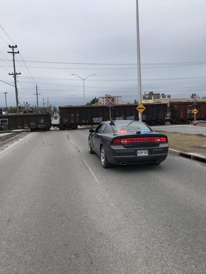A train has derailed at Kingston's Bath Road crossing. This is the second derailment in that location this month.