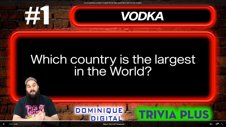 Curtis Dominique hosts a Trivia+ game on March 21, 2020