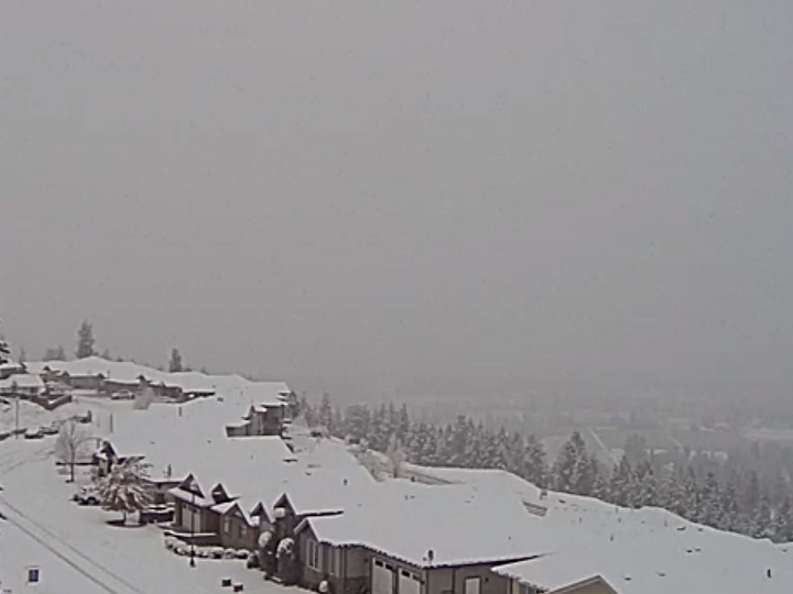 Some residents in the Okanagan woke up to snow on Saturday morning, while others didn’t.