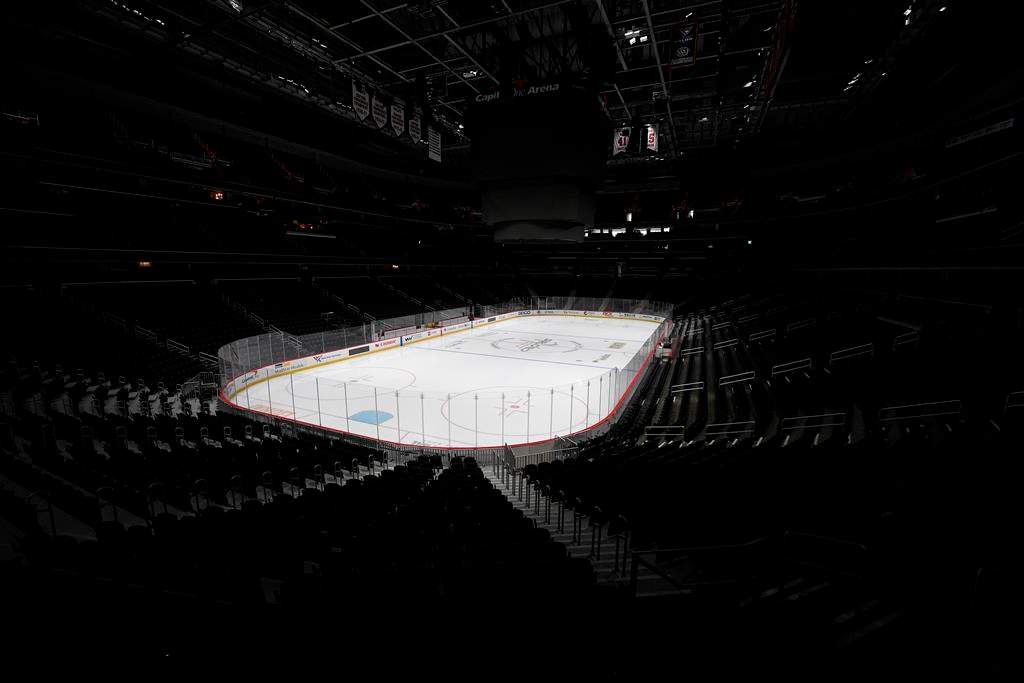 The Capital One Arena, home of the Washington Capitals NHL hockey club, sits empty Thursday, March 12, 2020, in Washington.