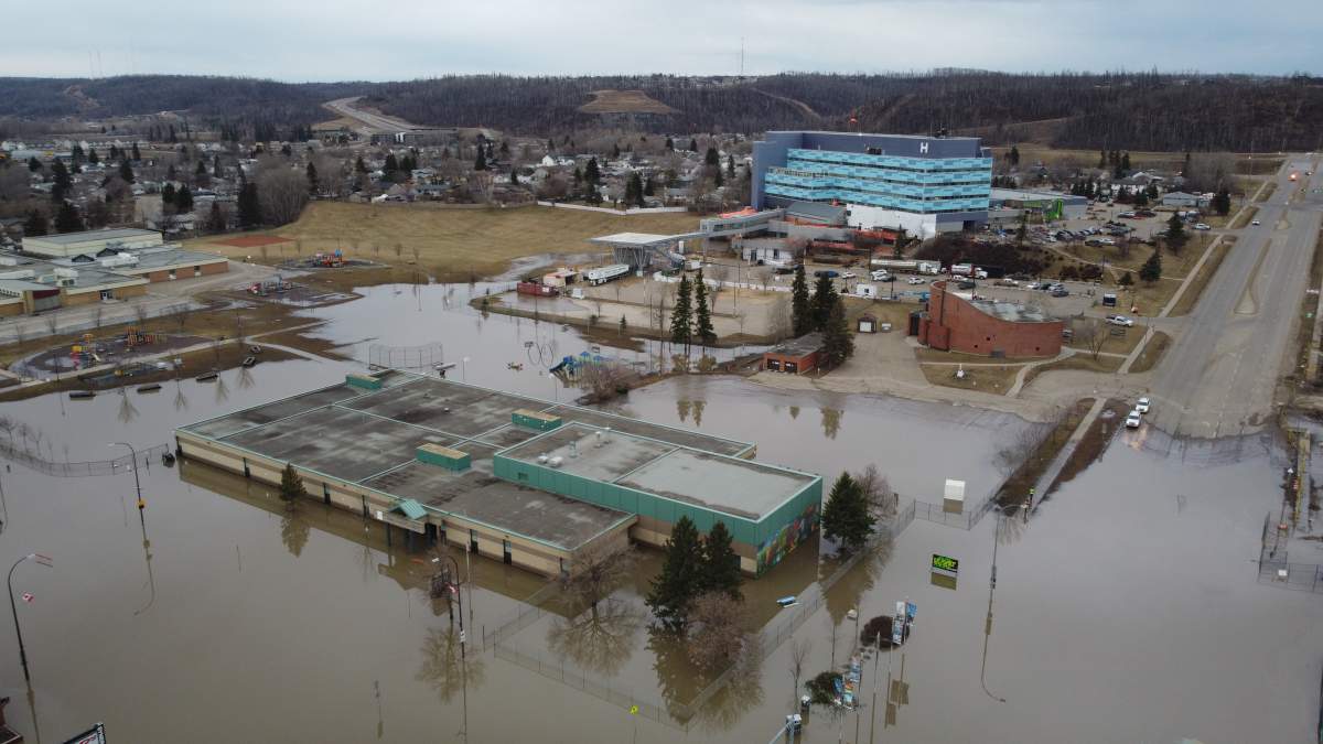 Flooding in Fort McMurray, Alta., Thursday, April 30, 2020.
