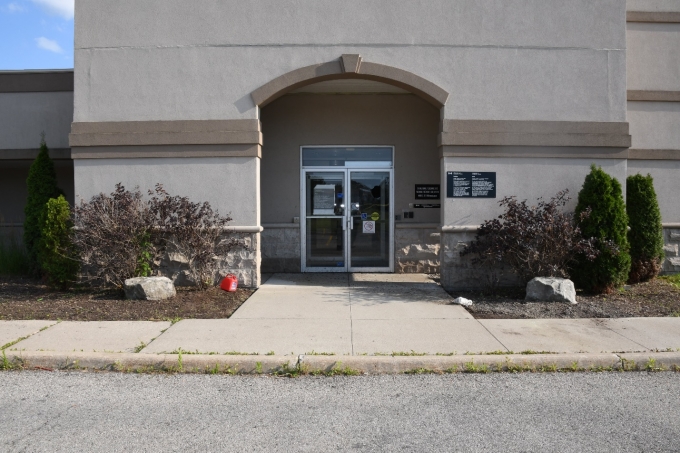 A small gas can sits near the entrance of the Immigration, Refugee, and Canadian Citizenship office in the city's south-end. 