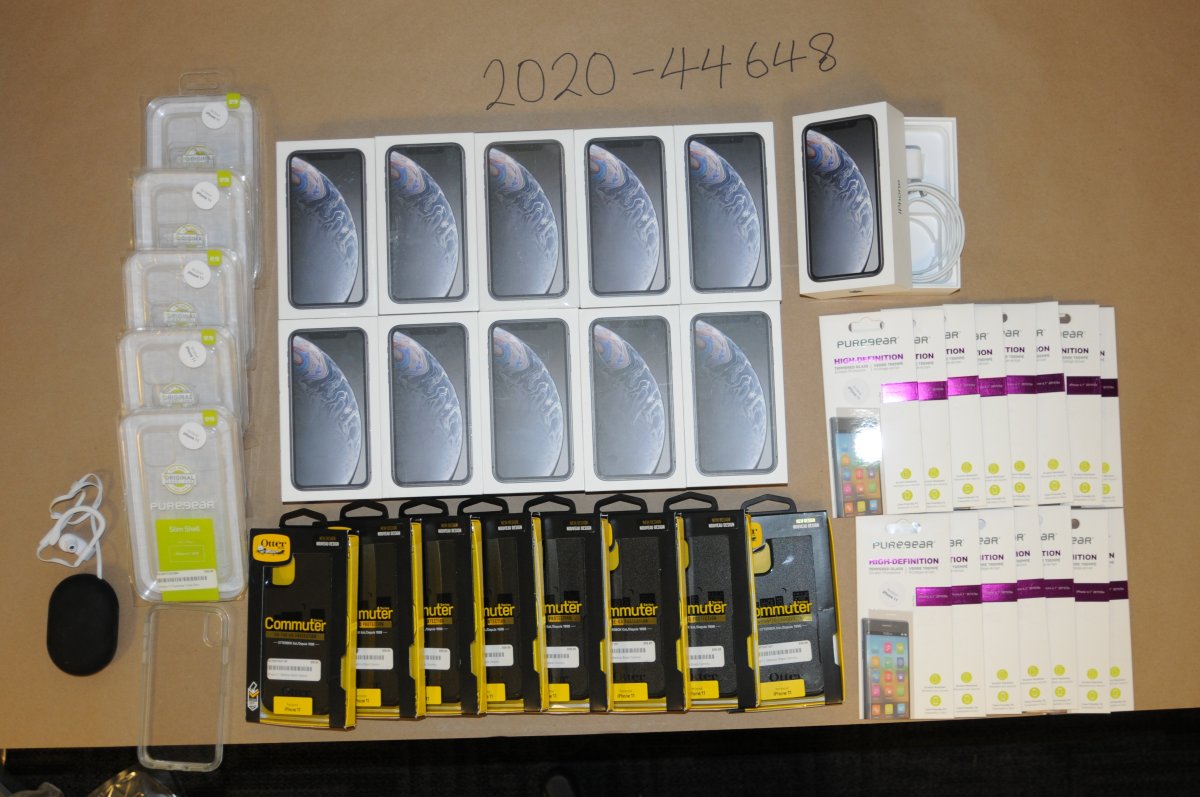 Surrey RCMP says officers recovered 14 stolen cell phones, worth an estimated $14,000.