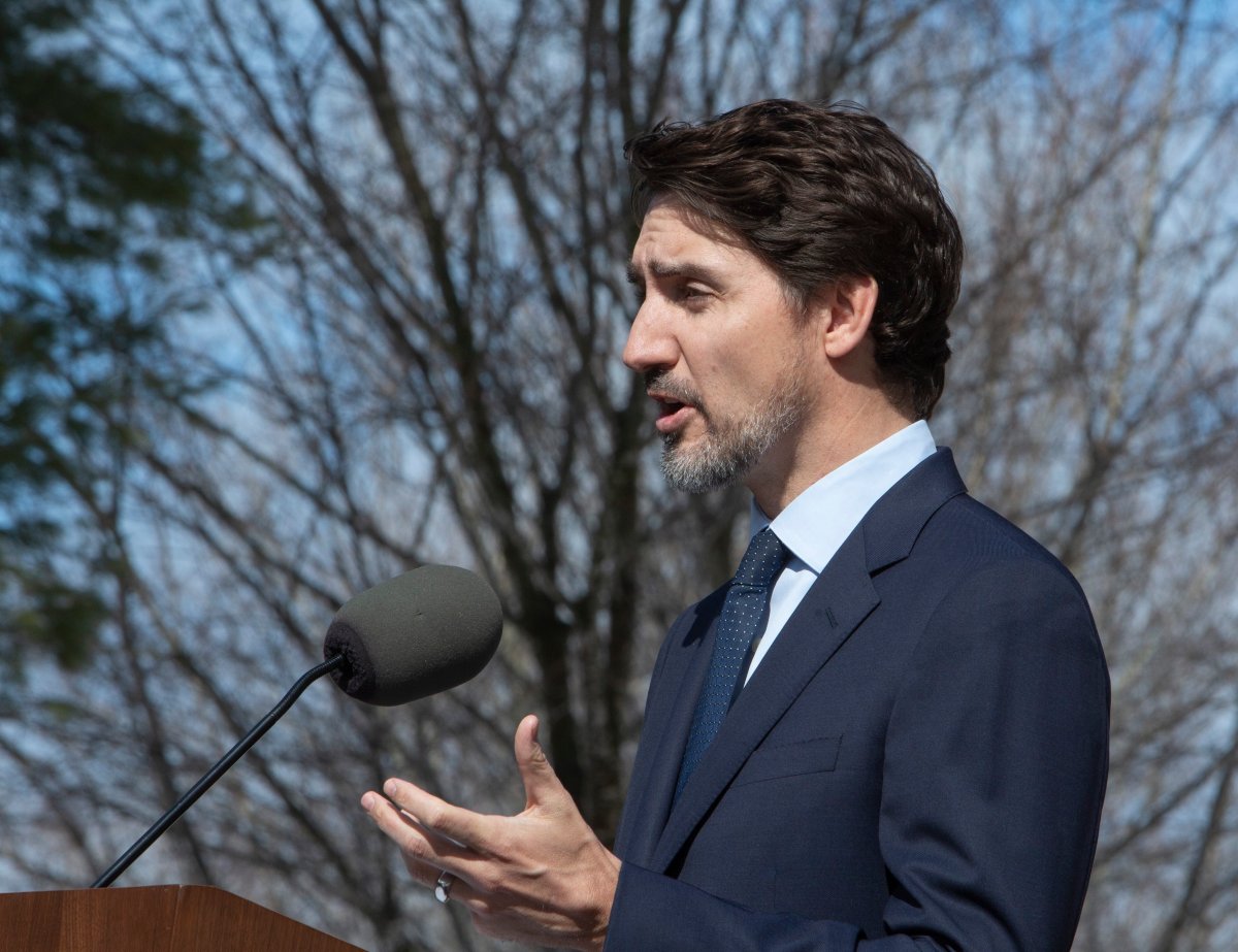 FILE - Prime Minister Justin Trudeau holds a news conference at Rideau cottage in Ottawa, on Friday, March 13, 2020.