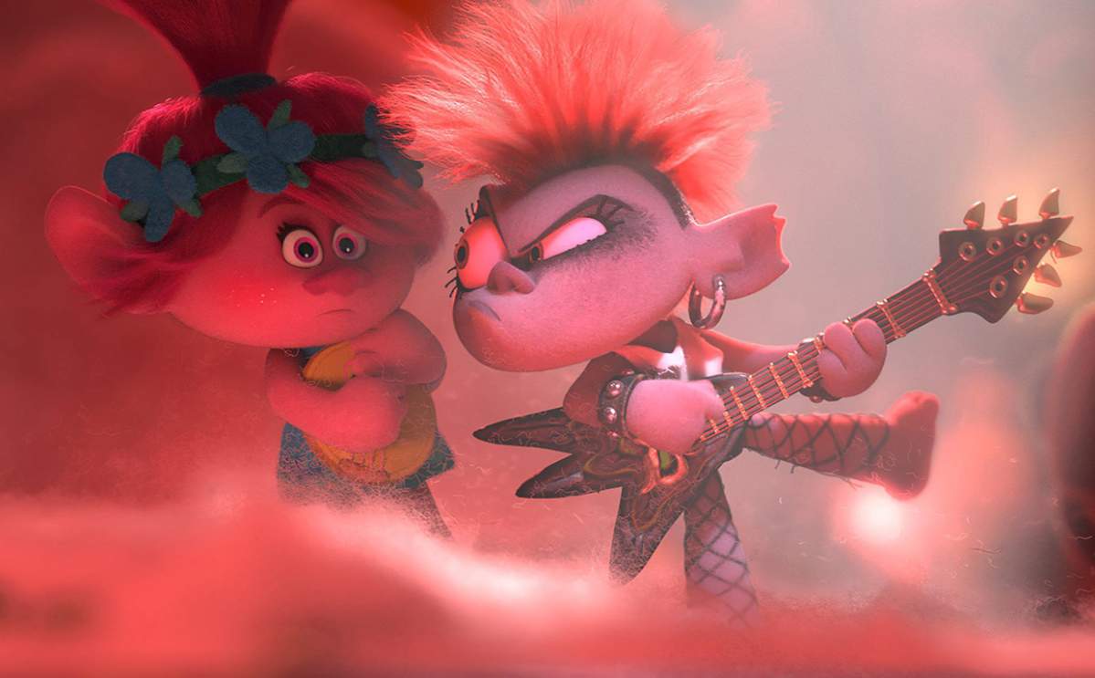 ‘Trolls World Tour’ from left: Poppy (voice: Anna Kendrick), Queen Barb (voice: Rachel Bloom). 2020.