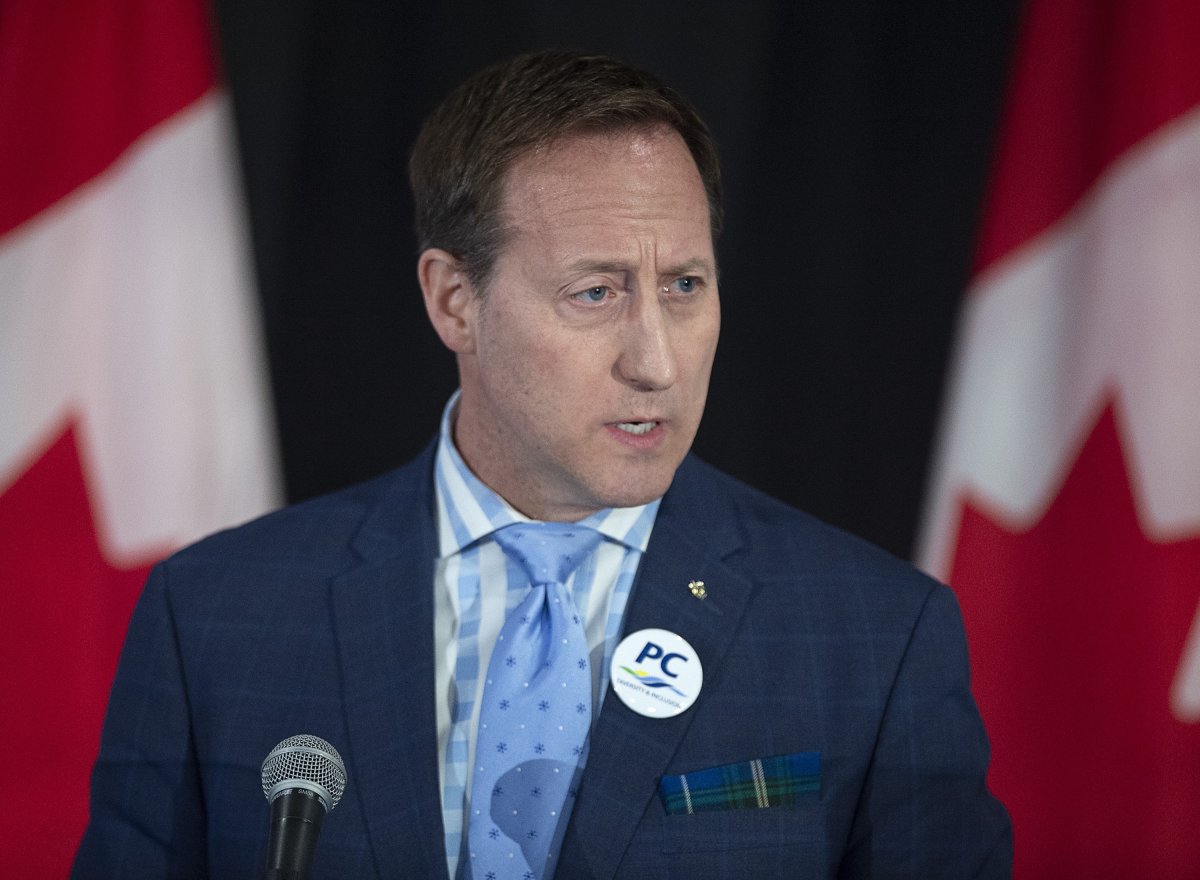 Peter MacKay addresses the crowd at a federal Conservative leadership forum during the annual general meeting of the Nova Scotia Progressive Conservative party in Halifax on February 8, 2020. 