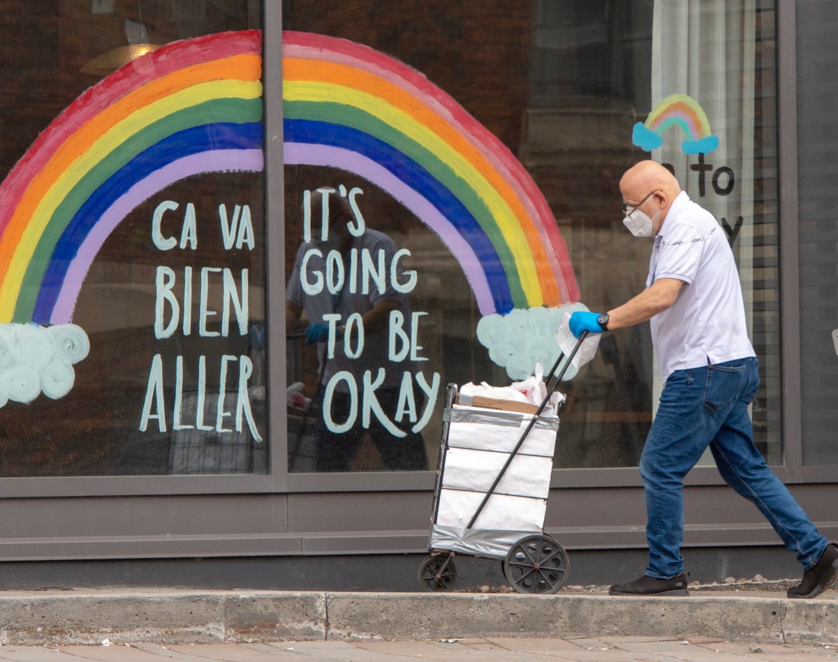 A man brings in supplies to a seniors residence, Monday, April 27, 2020 in Montreal.