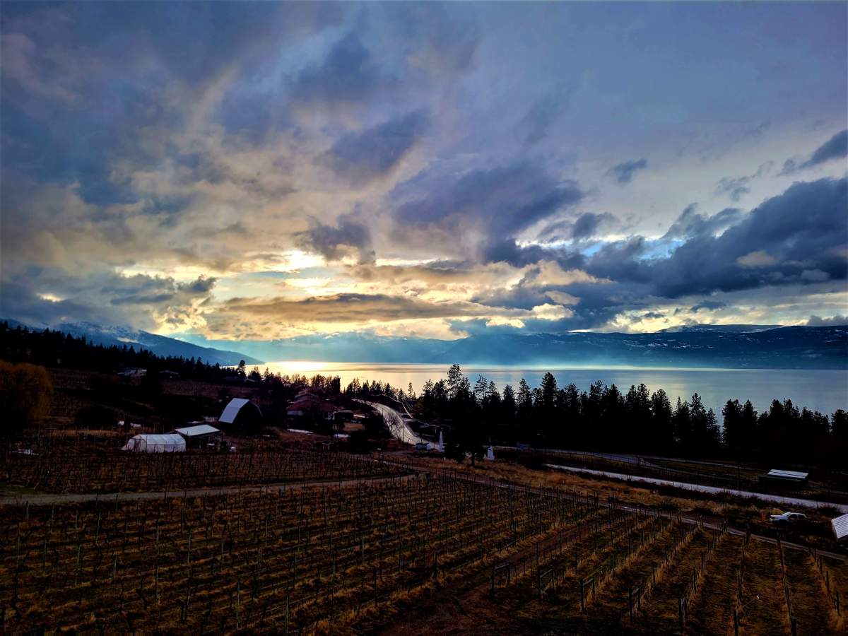 Spotlight over Lake Okanagan.