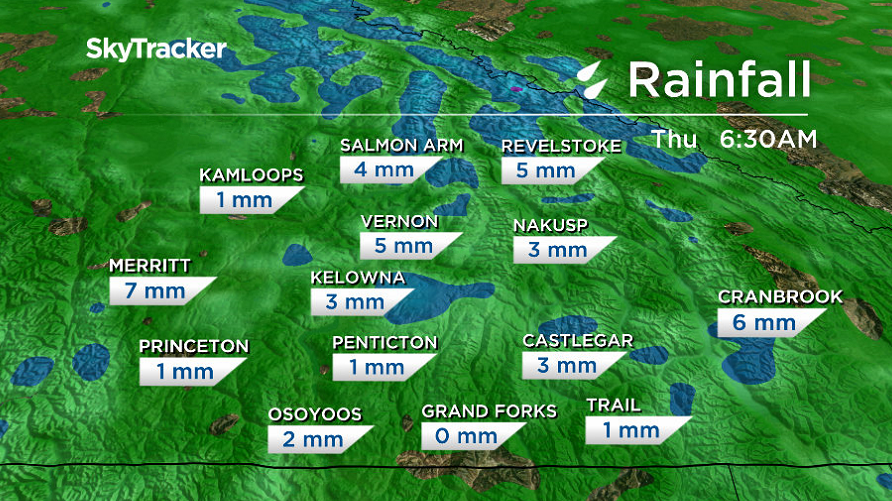 A few millimetres of rain is possible by Thursday morning.