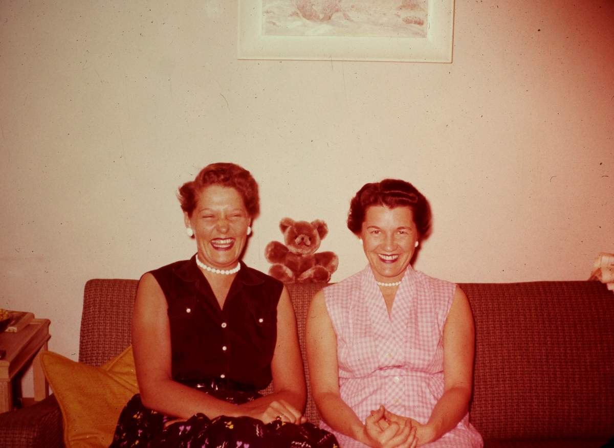 This image released by Netflix shows Pat Henschel, left, and Terry Donahue in a scene from “A Secret Love.”