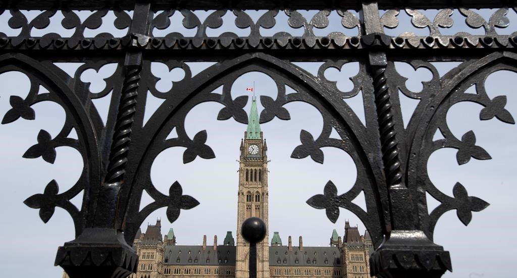The Parliament buildings are seen in Ottawa, Monday, April 27, 2020.