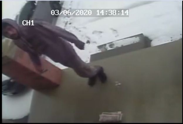 Hamilton police say the suspect in an Ancaster assault on March 2, 2020, was dressed mainly in grey.