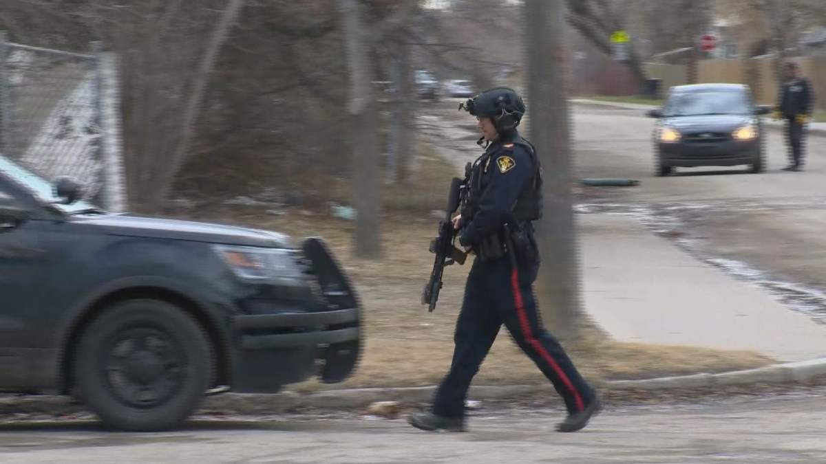 Saskatoon police search for a man believed to have a gun after a shooting on April 26, 2020.