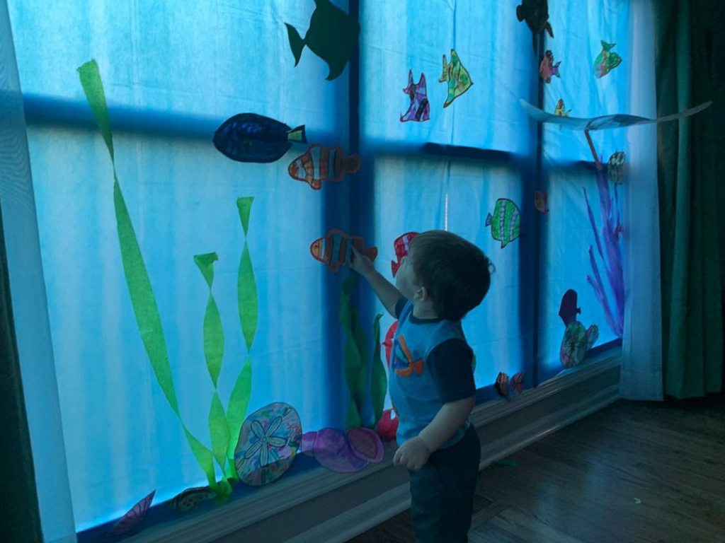 Michigan mom Becky Spagnuolo transformed her living room into an aquarium for her son’s birthday after the pandemic required them to stay home.
