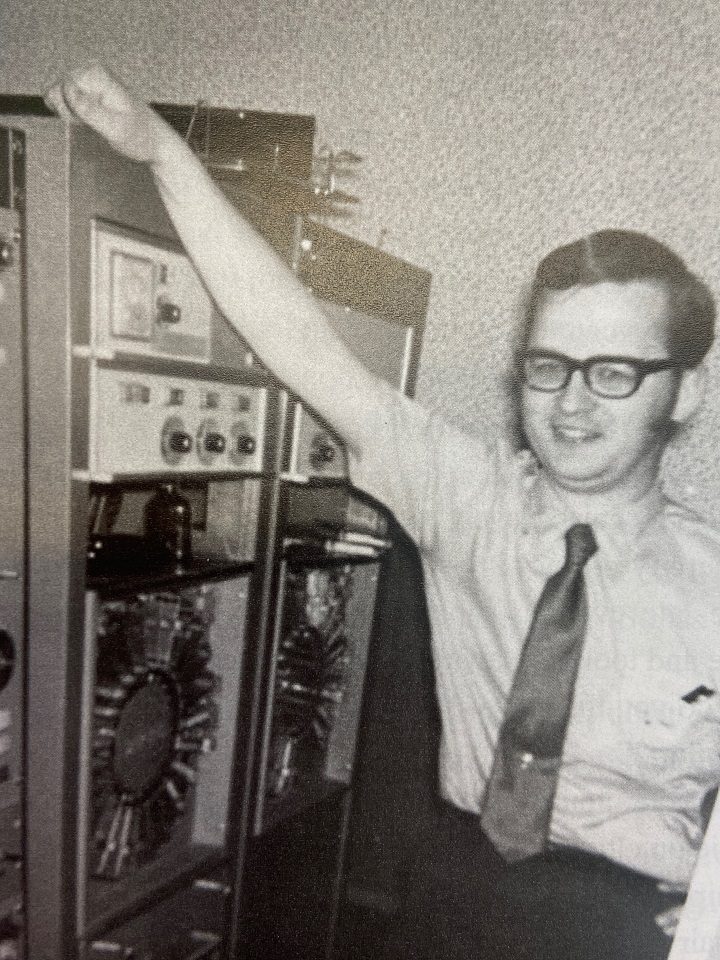 Bob Layton at work in CKNL in Fort St. John, B.C. in 1970.