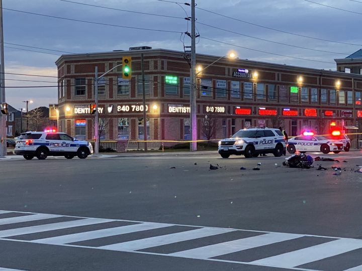 The scene of the crash in the area of Brisdale Drive and Bovaird Drive West Saturday evening.