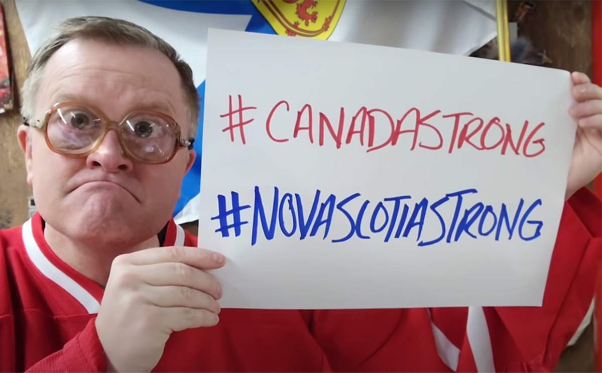 Mike Smith (Bubbles) of the ‘Trailer Park Boys’ in ArtistsCAN’s ‘Lean On Me’ charity video for the Canadian Red Cross’s COVID-19 relief efforts on April 26, 2020.