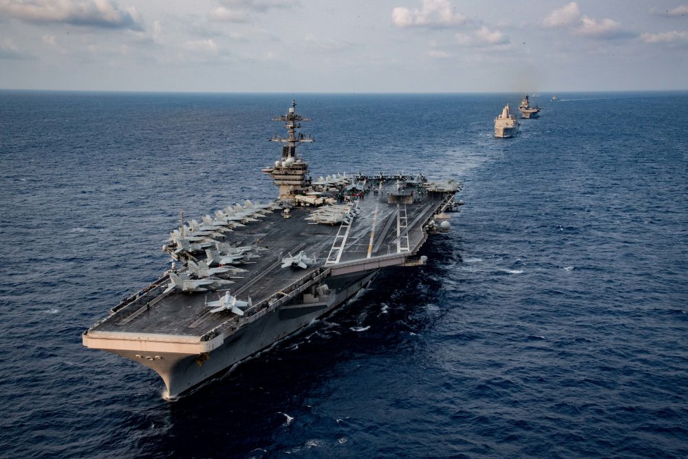 This handout photo shows the aircraft carrier USS Theodore Roosevelt on March 15, 2020.