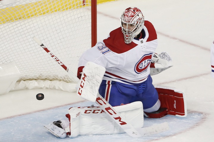 File photo of Montreal Canadiens goaltender Carey Price. Montreal company CCM and its player endorsee roster will donate 500,000 surgical masks to front-line healthcare workers. Wednesday, April 8, 2020.