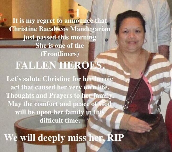 Christine Mandegarian was identified by her husband Paul as the personal support worker who past away due to COVID-19.