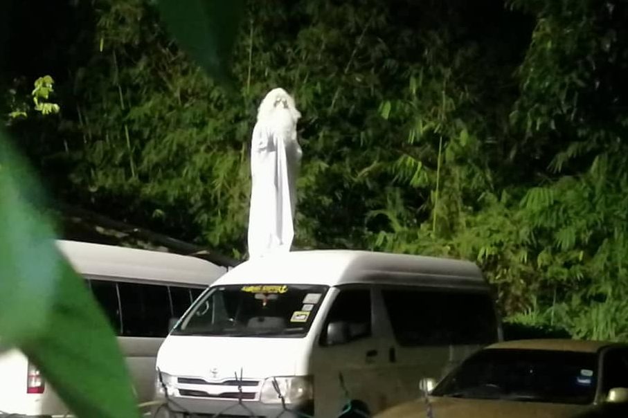 Muhammad Urabil Alias is shown in a ghost costume in Malaysia on March 28, 2020.