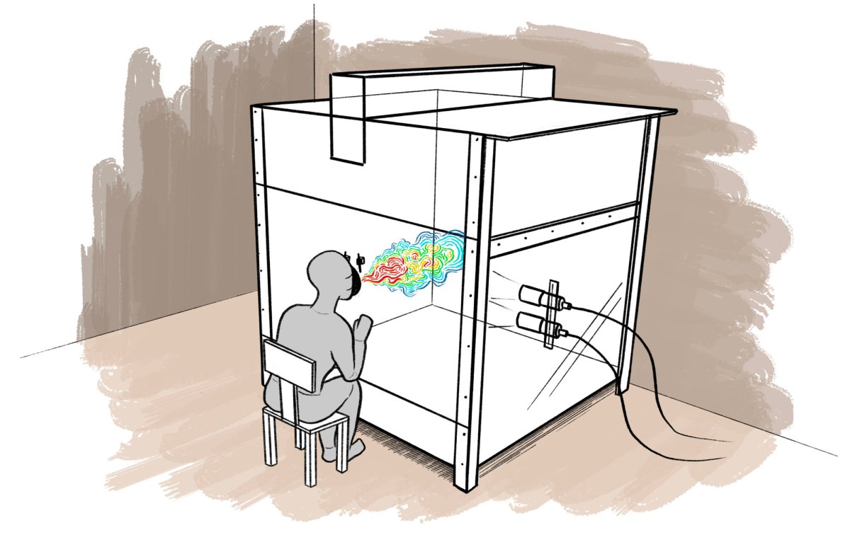 Western University's "cough chamber," as illustrated by Frank Neufeld.