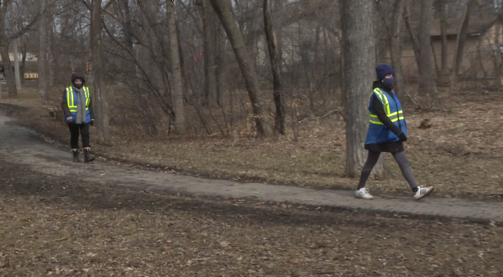 Community Service Ambassadors patrolling Kildonan Park in Winnipeg on Saturday, April 11th.