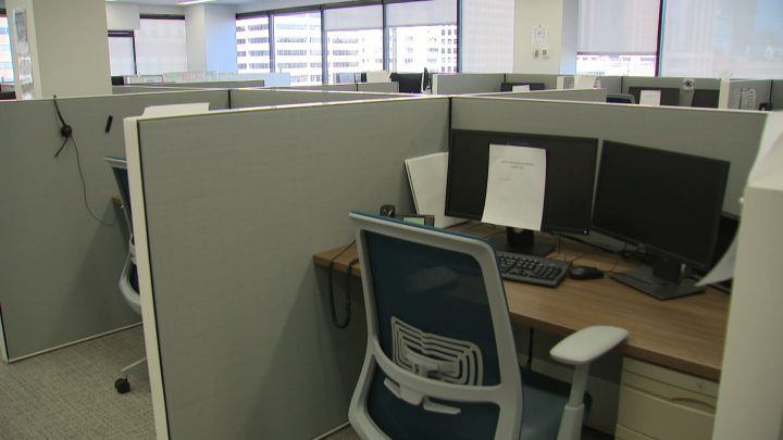 The Distress Centre in Calgary sits empty amid the COVID-19 pandemic.