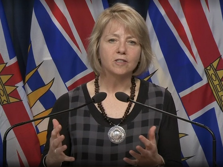 Provincial health officer Dr. Bonnie Henry announces the latest COVID-19 statistics in B.C. on Saturday, April 25, 2020.
