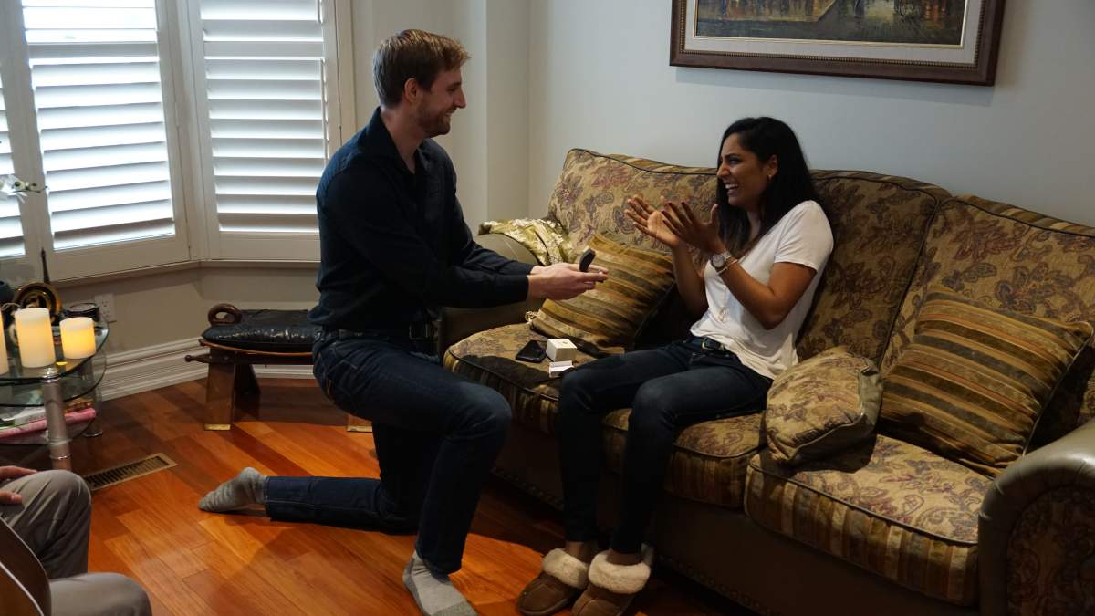 Aaron Atin proposed to his girlfriend Sandrine Emmanuel at her parents’ house. Photo provided by Sandrine Emmanuel.