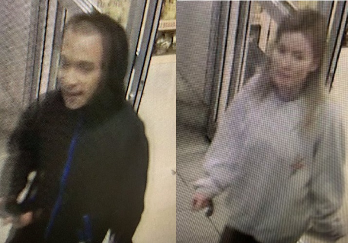Guelph police want to speak with two people after a grocery store employee was spat on. 