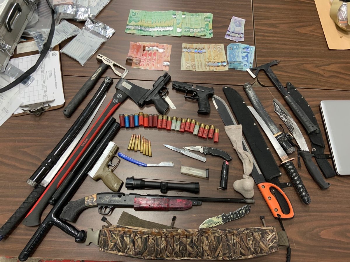 Guelph police say officers seized a variety of weapons while carrying out a search warrant on April 9. 