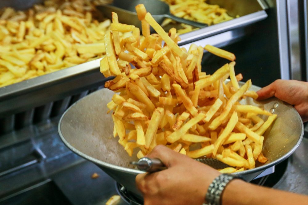 A view of typical Belgian French fries 'Frites', chips, in Brussels, Belgium,19 September 2018.