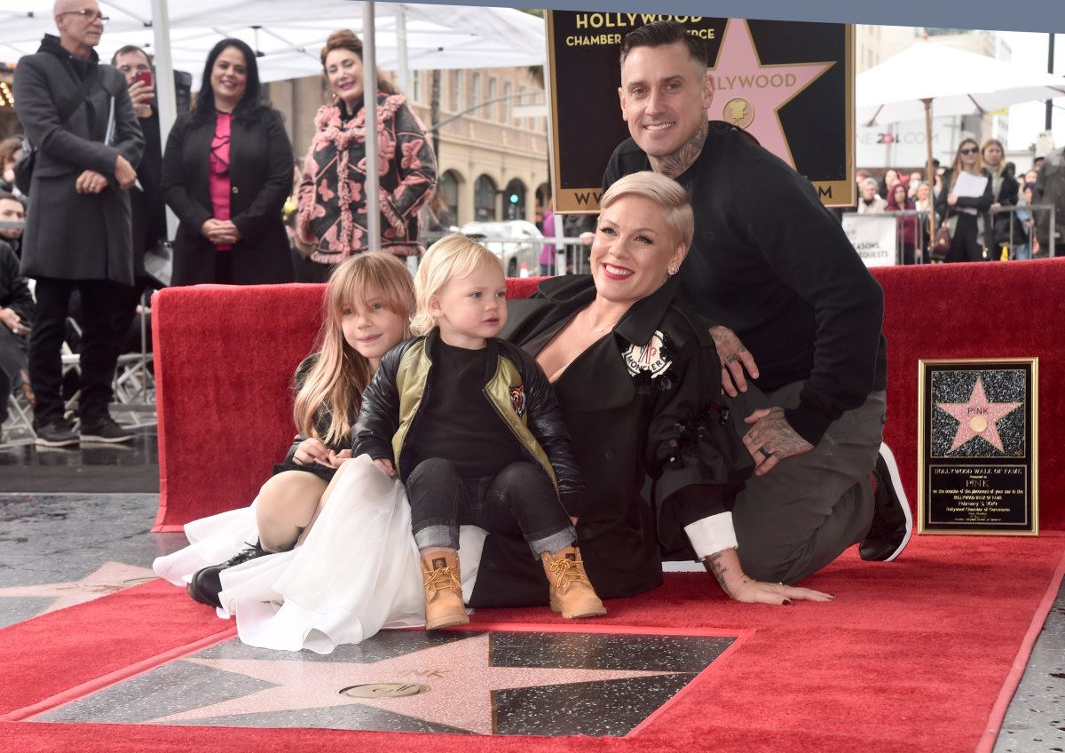 Pink poses with husband Carey Hart and children Willow Hart and Jameson Hart at a ceremony honouring her with the 2,656th star on The  Hollywood Walk of Fame on February 05, 2019 in Hollywood, Calif.