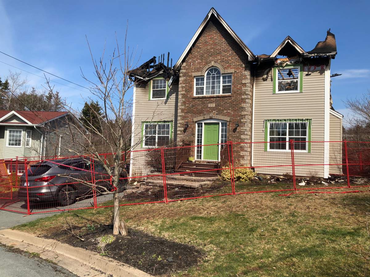 Image of the house on Keyes Court in Bedford damaged by the fire. 