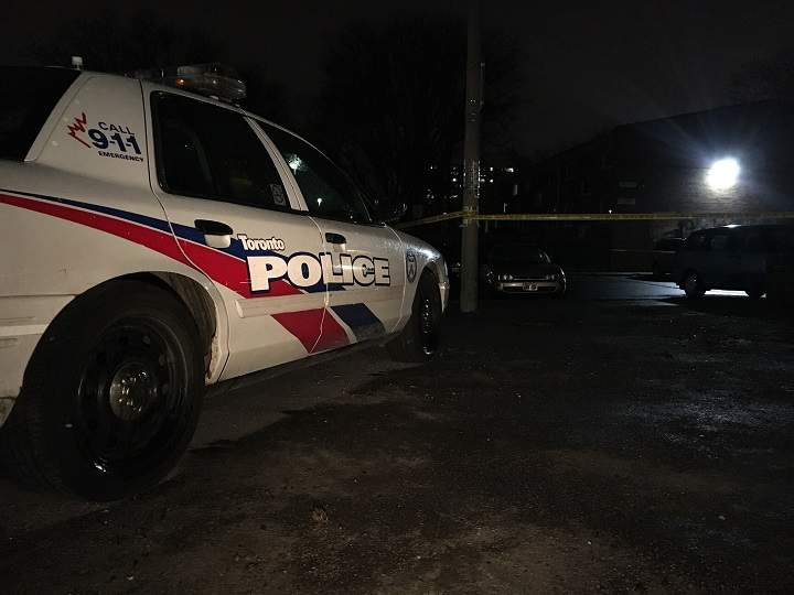 A photo from the scene at Wakunda Place and O'Connor Drive in Toronto. 