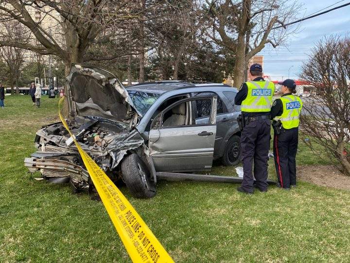 The scene of the crash in Toronto's west end Saturday evening.