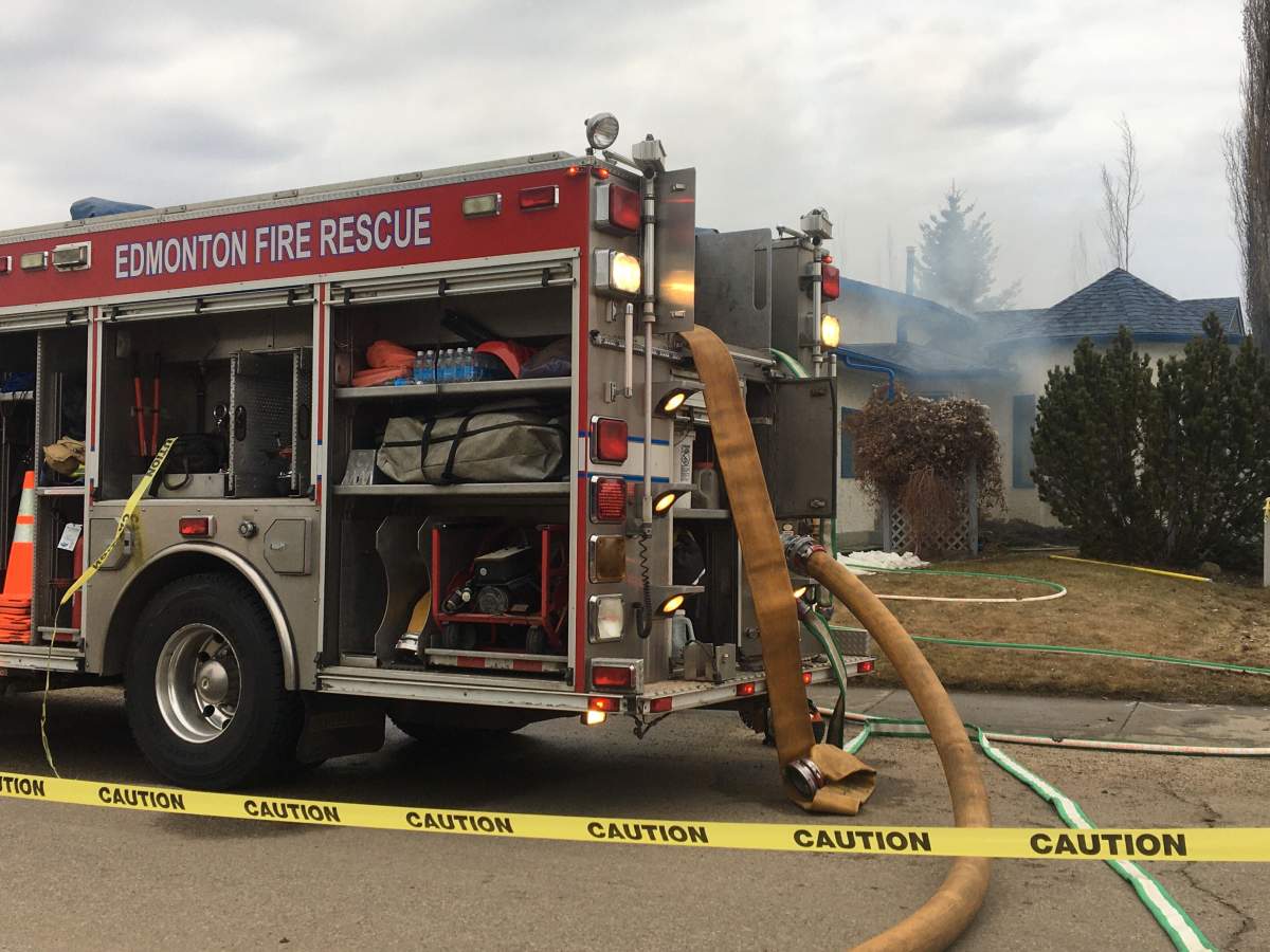 Edmonton fire crews were called to a house fire in west Edmonton on April 20, 2020. One person died in the blaze.