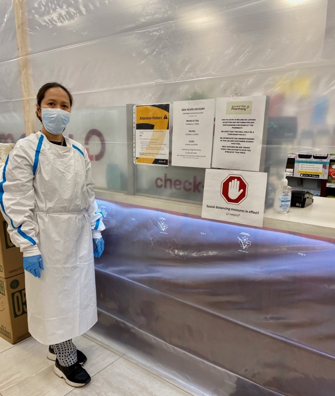 Pharmacist Cristina Privado at one of her pharmacy locations wearing PPE. Photo provided by Cristina Privado