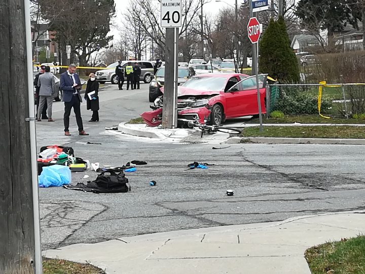 The scene of the crash in Etobicoke Saturday morning.
