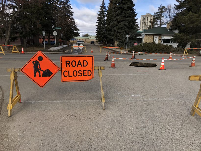 A sinkhole that opened Monday morning in Saskatoon was caused by a water main leak, according to the city.
