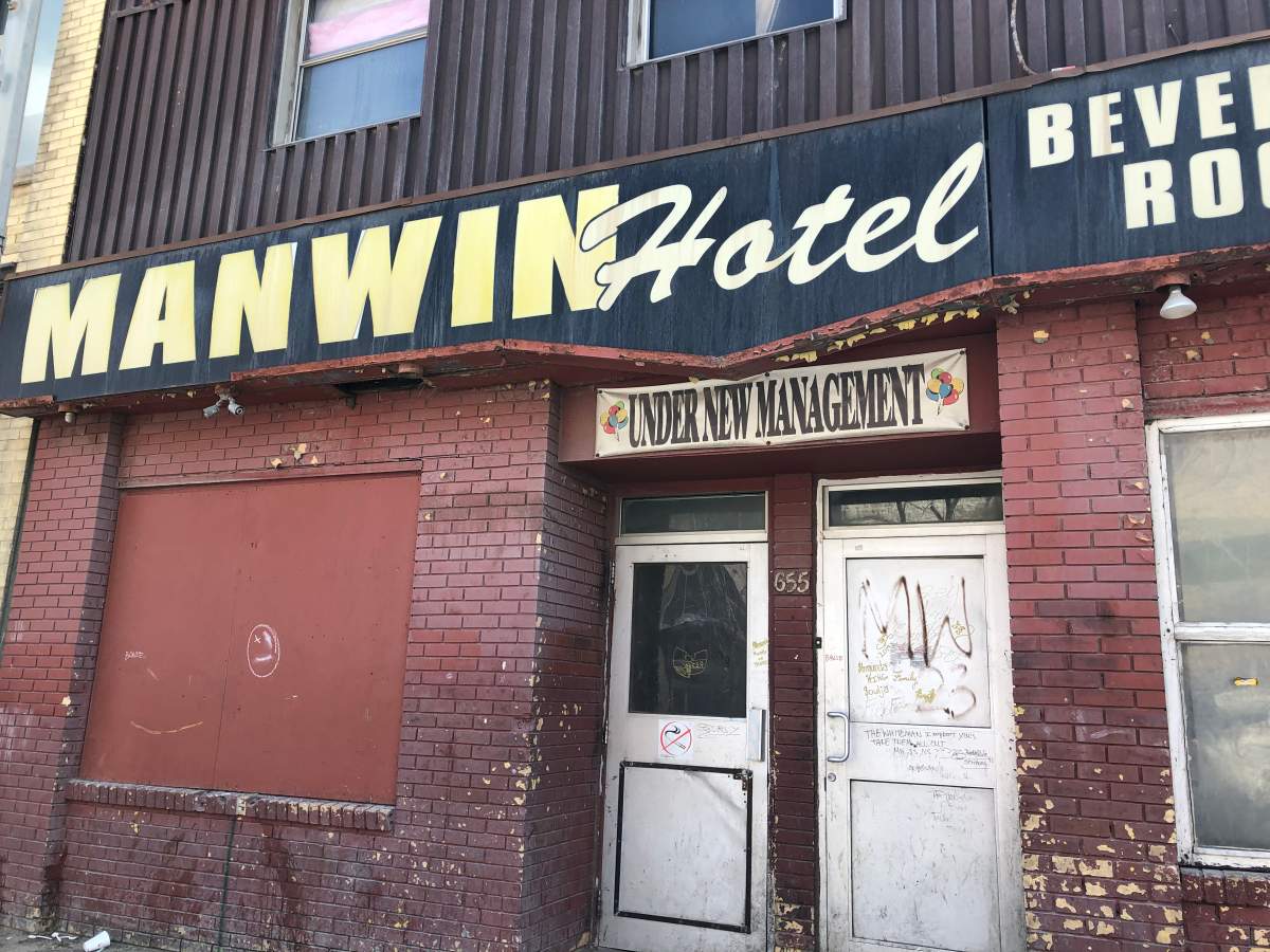 The Manwin Hotel on Main Street, as seen in this 2020 file photo.