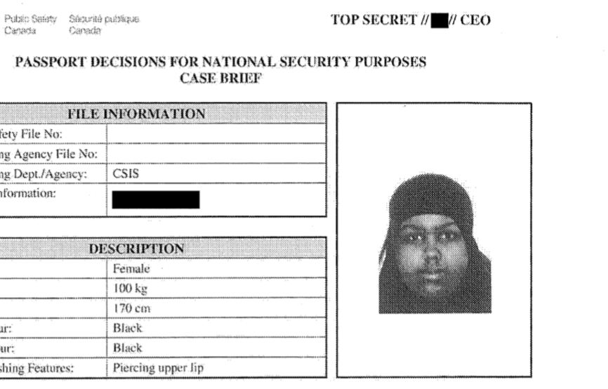 Government report on Edmonton resident Ayan Jama, alleged member of Al Shabaab.
