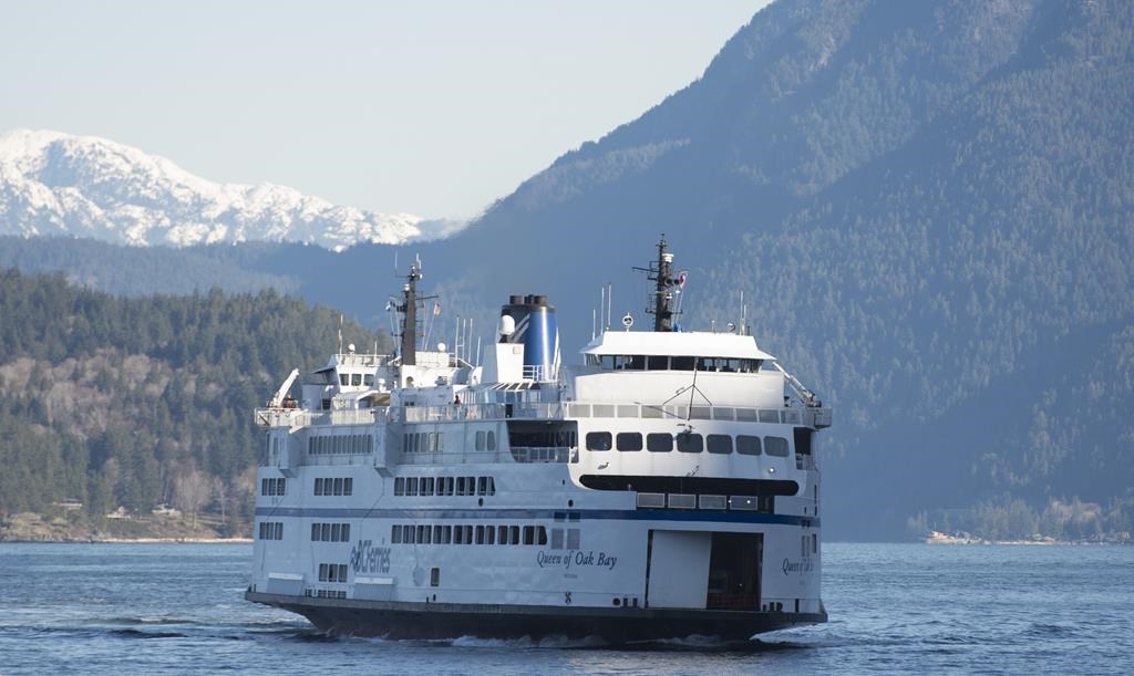 A B.C. Ferry is seen arriving at Horseshoe Bay near West Vancouver on March 16, 2020.